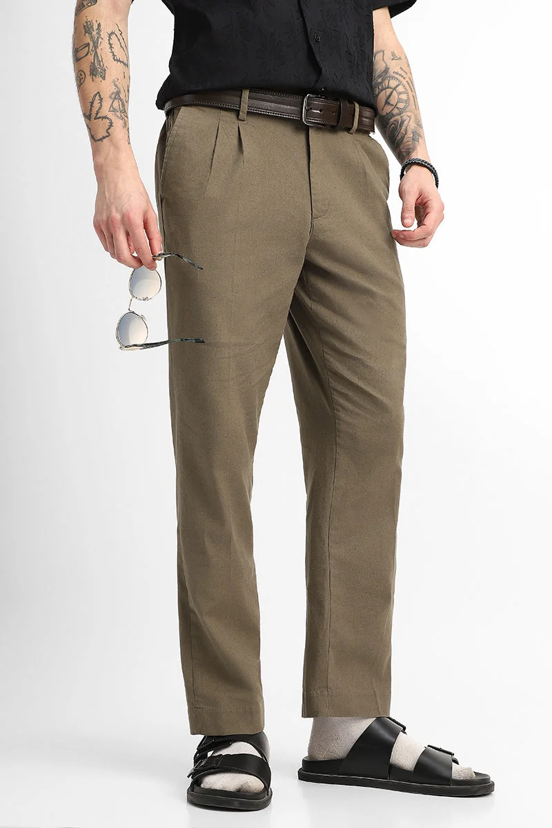 SNITCH Relaxed Fit Linen Blend Trousers